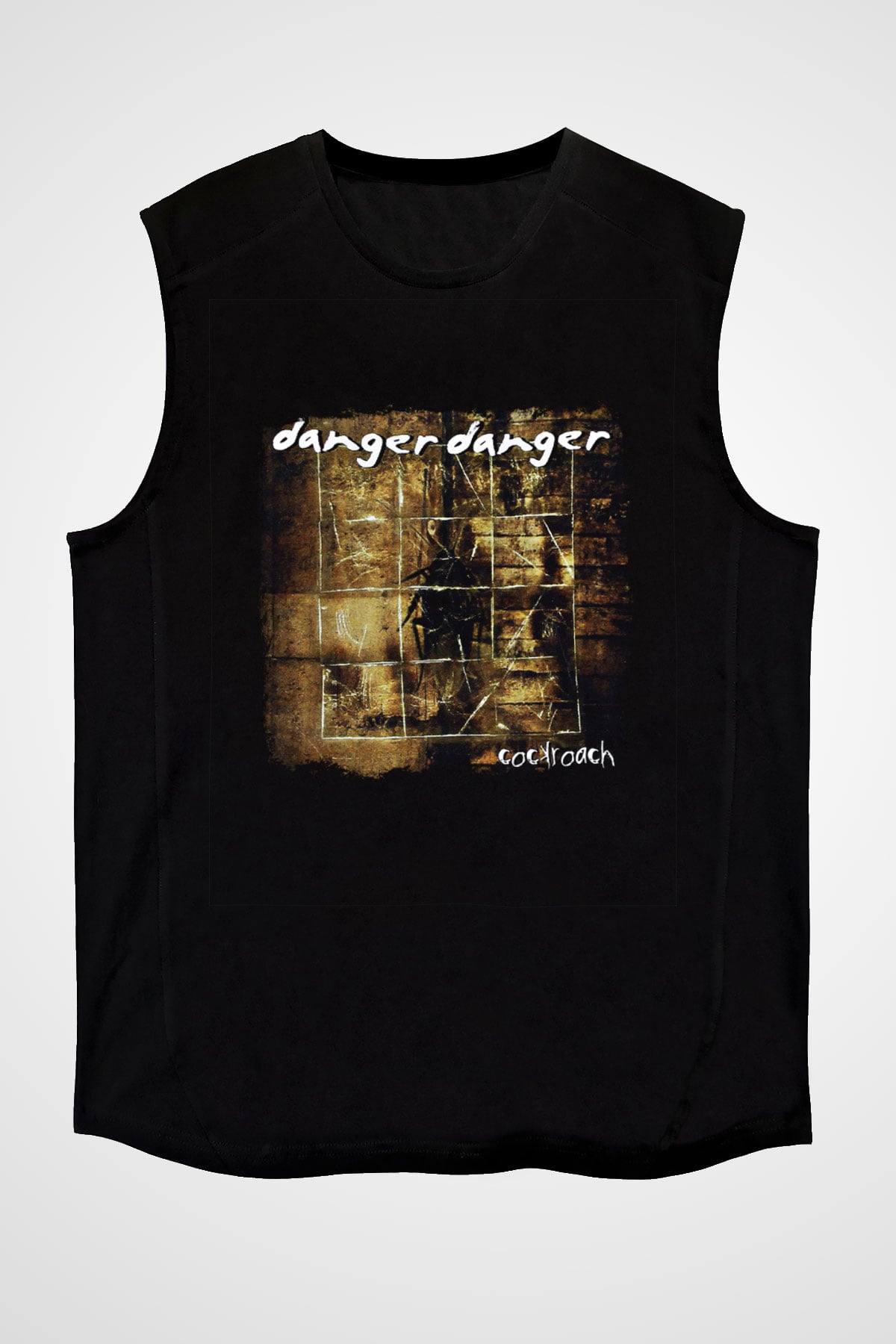 Danger Danger Baskılı Unisex Siyah Kolsuz Tişört