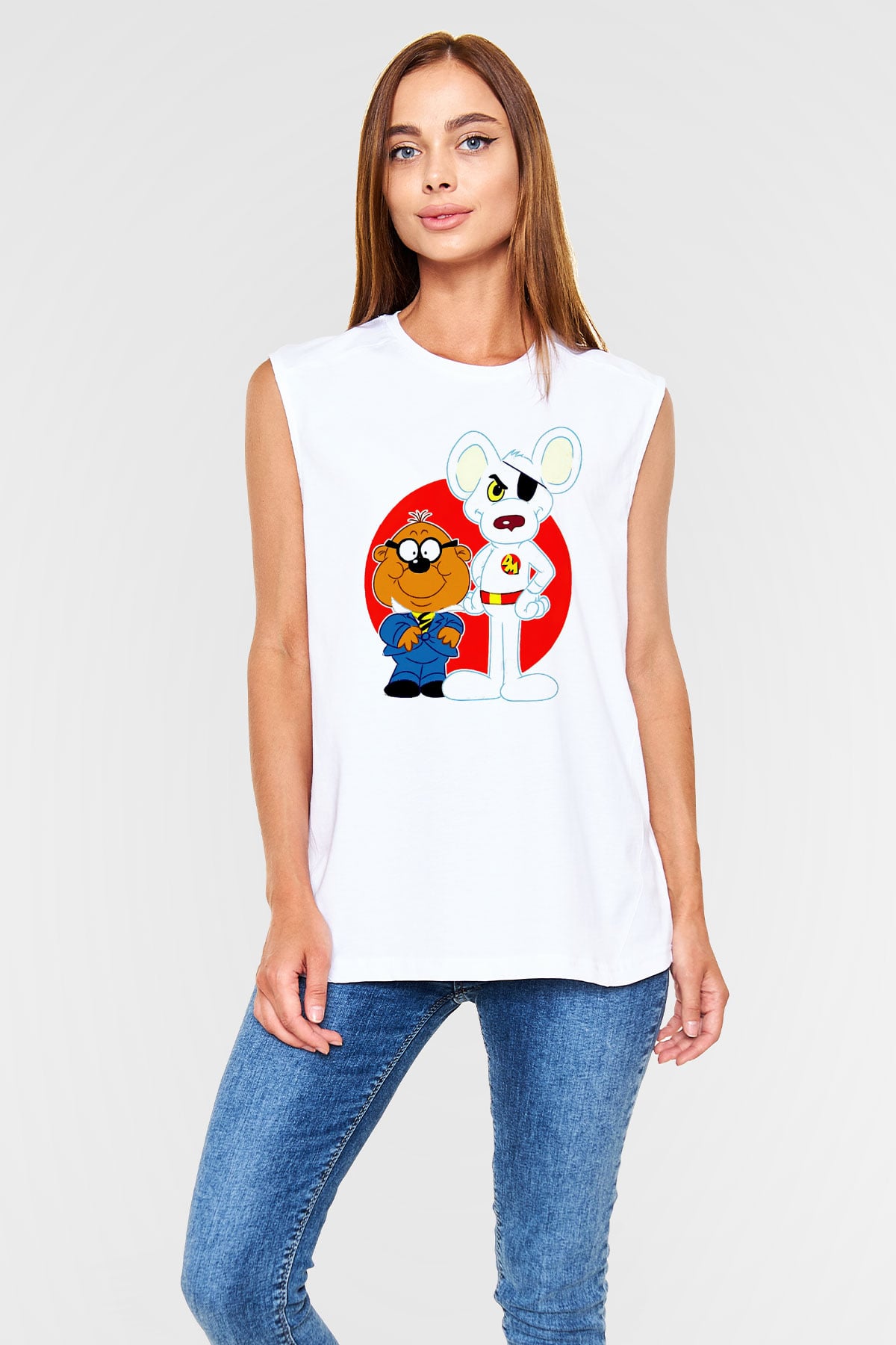 Danger Mouse Beyaz Unisex  Kolsuz Tişört