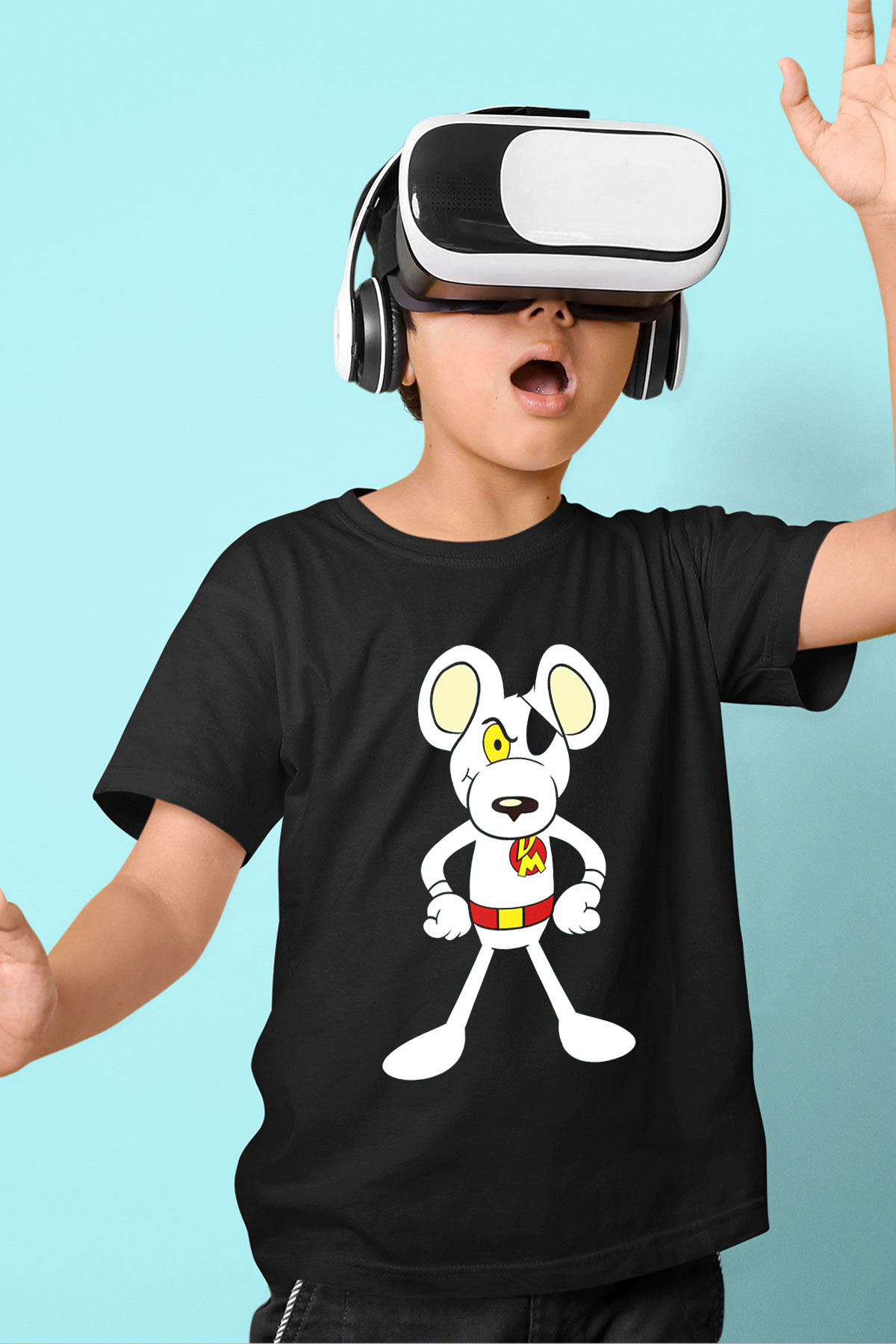 Danger Mouse Siyah Unisex  Çocuk Tişört