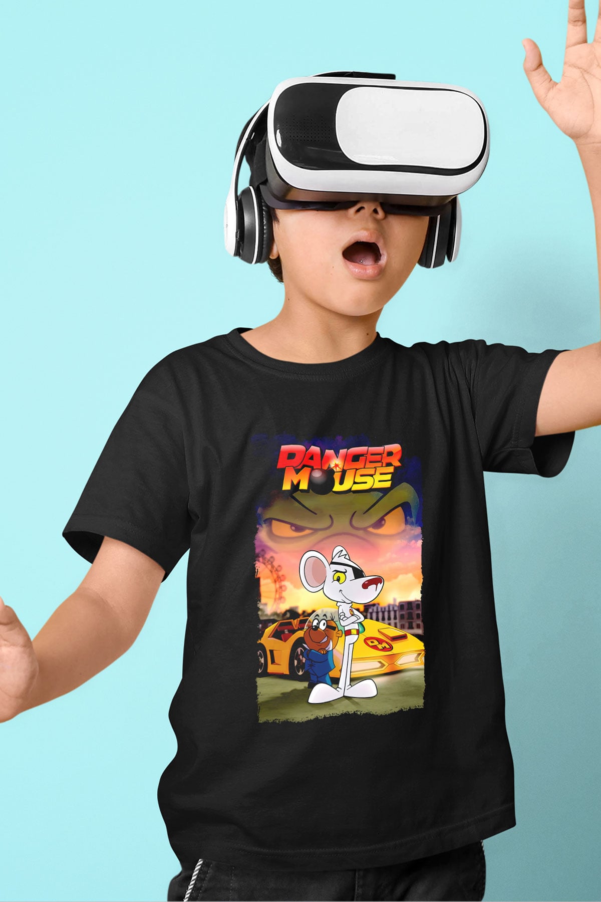 Danger Mouse Siyah Unisex  Çocuk Tişört