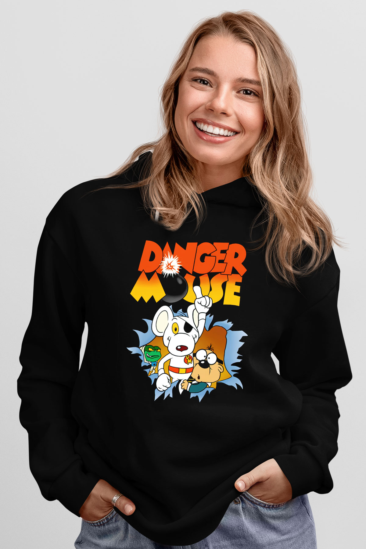 Danger Mouse Siyah Unisex Hoodie