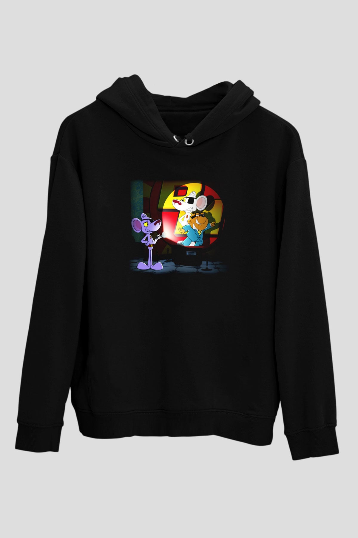 Danger Mouse Siyah Unisex Kapüşonlu Sweatshirt