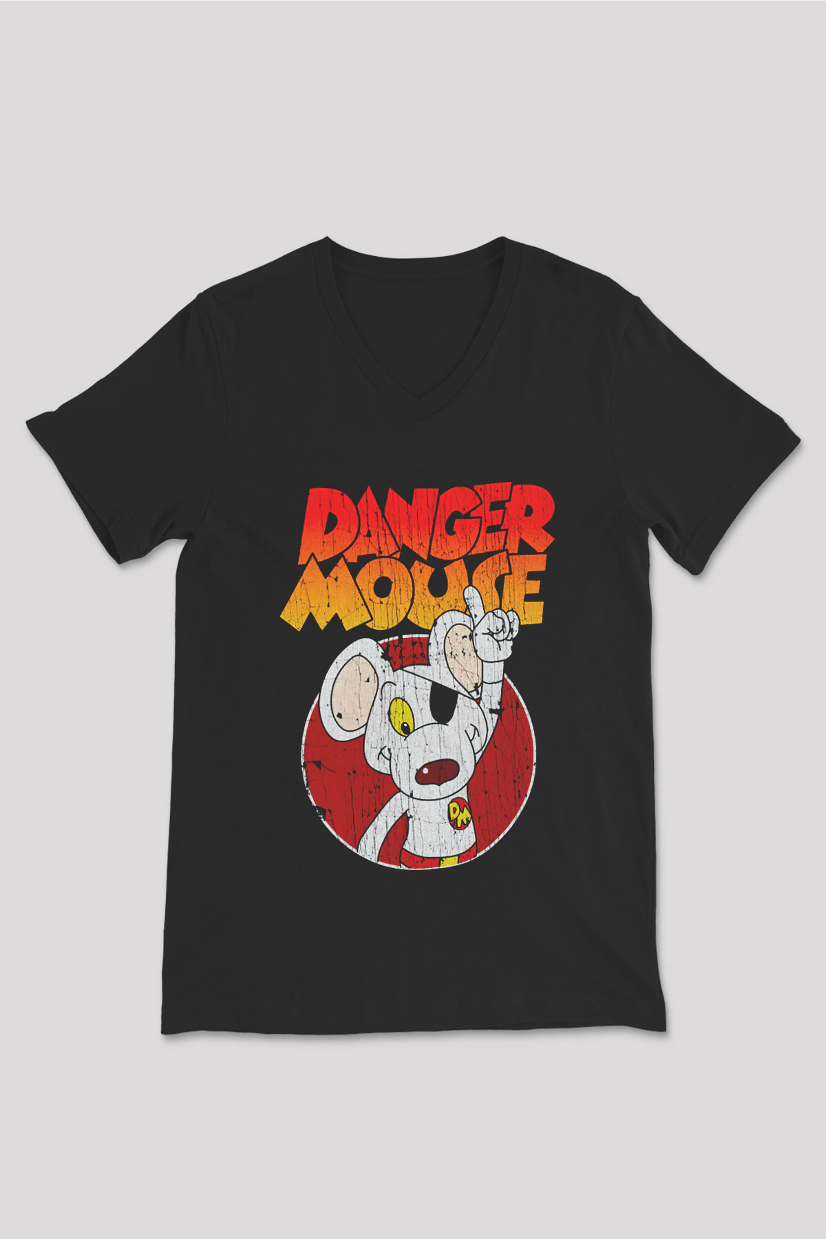 Danger Mouse Siyah Unisex  V Yaka Tişört