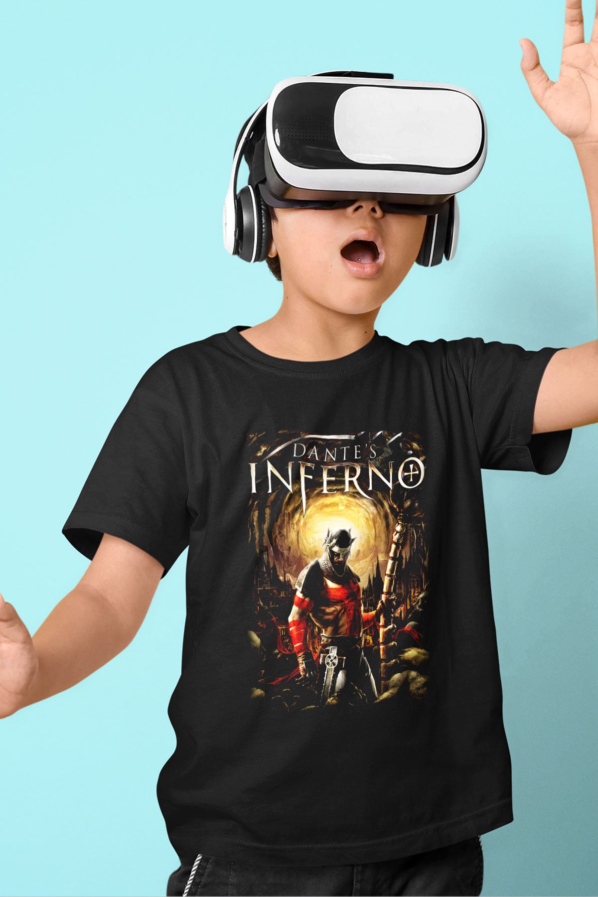 Dante's Inferno Baskılı Siyah Unisex Çocuk Tişört