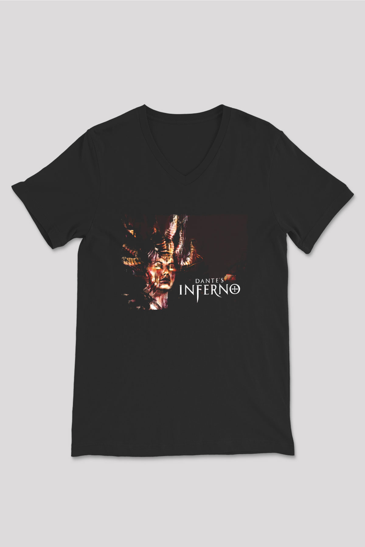 Dante's Inferno Siyah Unisex V Yaka Tişört