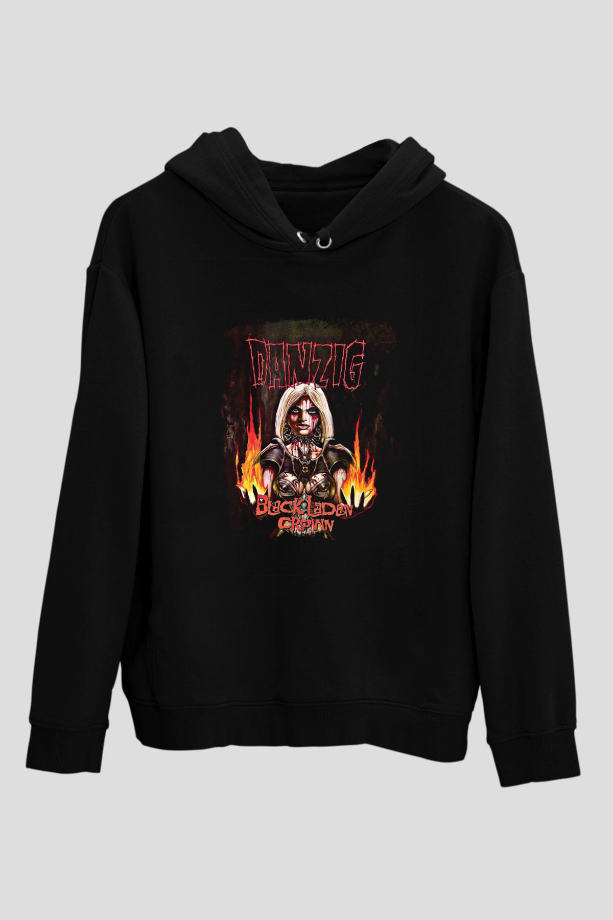 Danzig Baskılı Unisex Siyah Hoodie