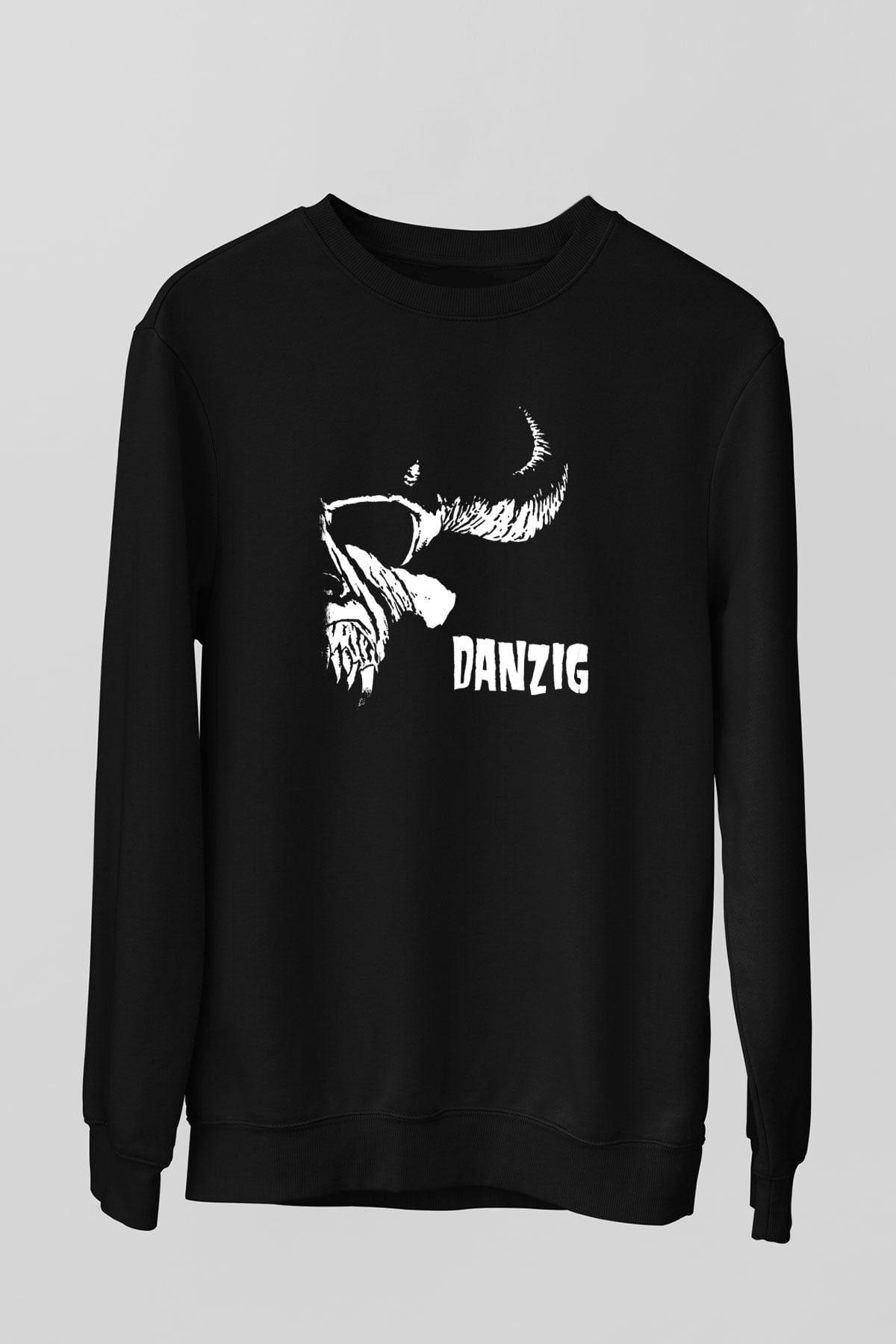 Danzig Baskılı Unisex Siyah Sweatshirt