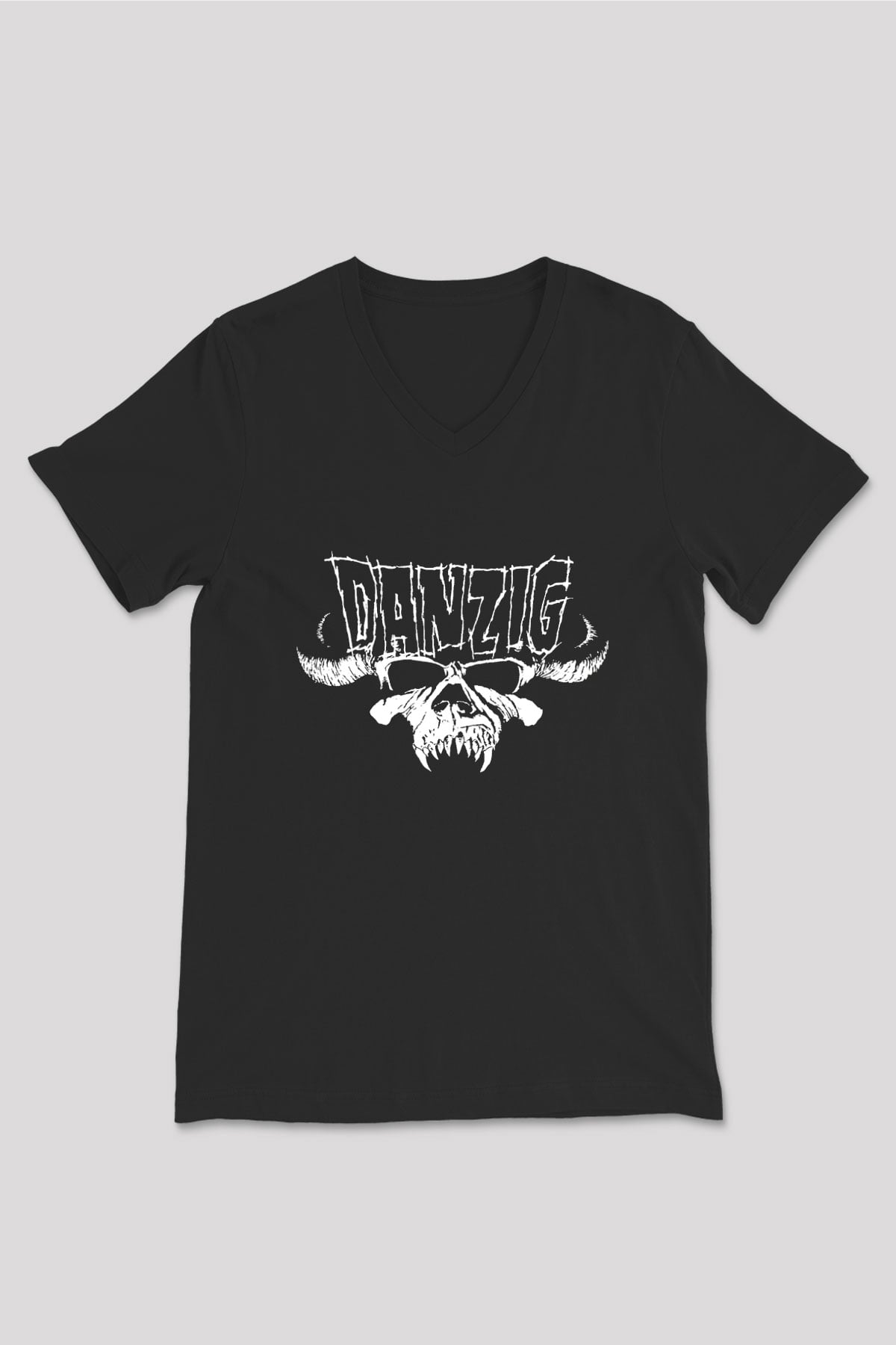 Danzig Siyah Unisex V Yaka Tişört T-Shirt