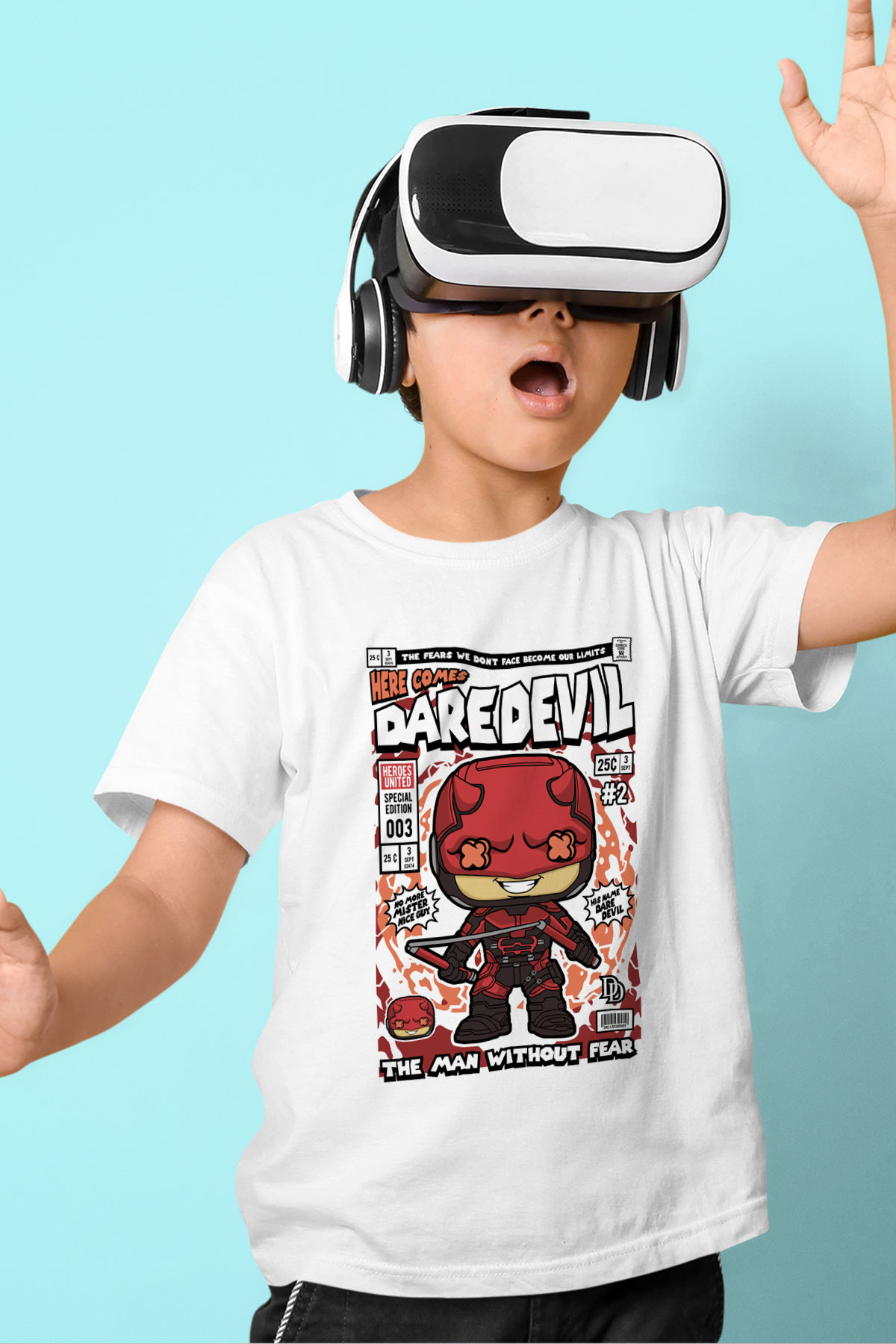 Dare Devil Baskılı Unisex Beyaz Çocuk Tişört
