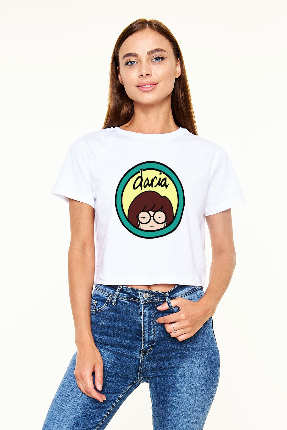Daria Beyaz Croptop Tişört