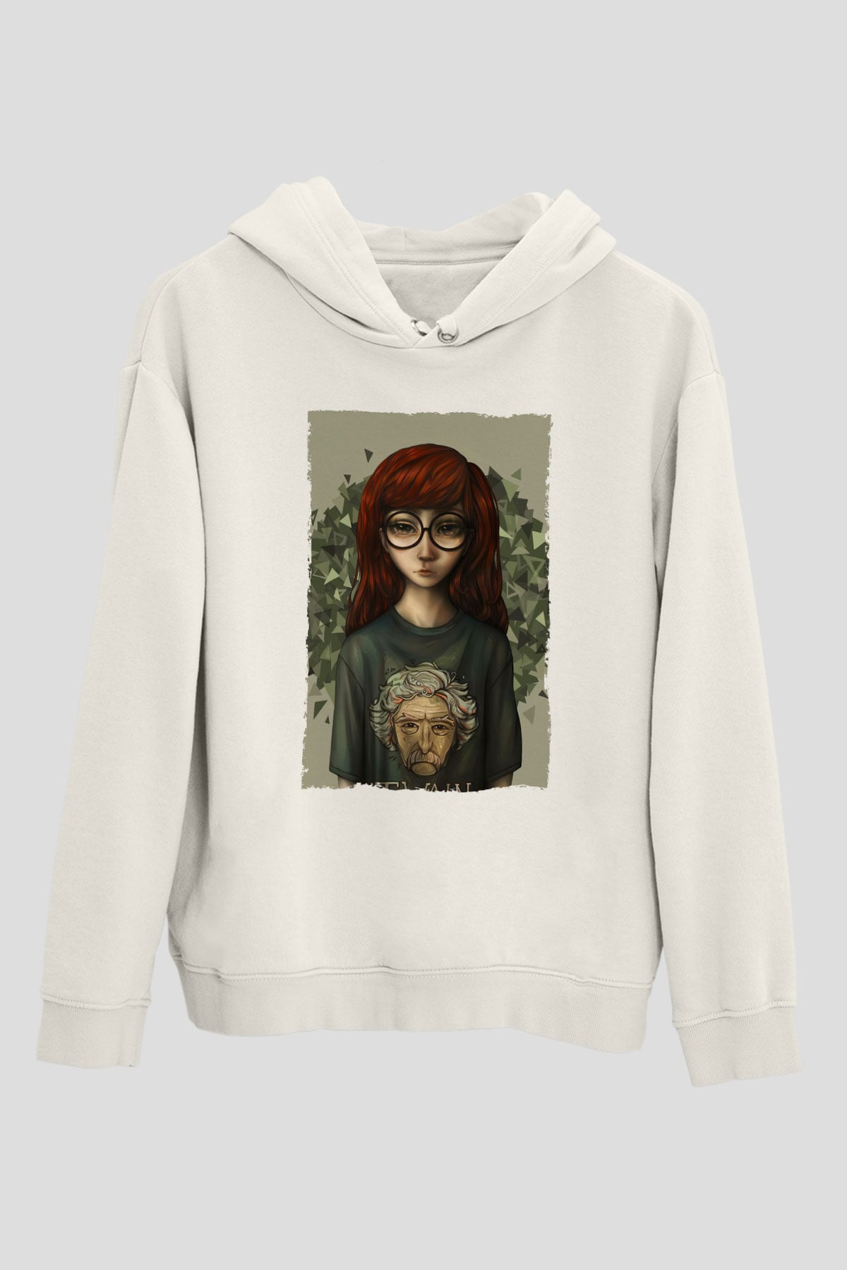 Daria Beyaz Unisex Kapşonlu Sweatshirt