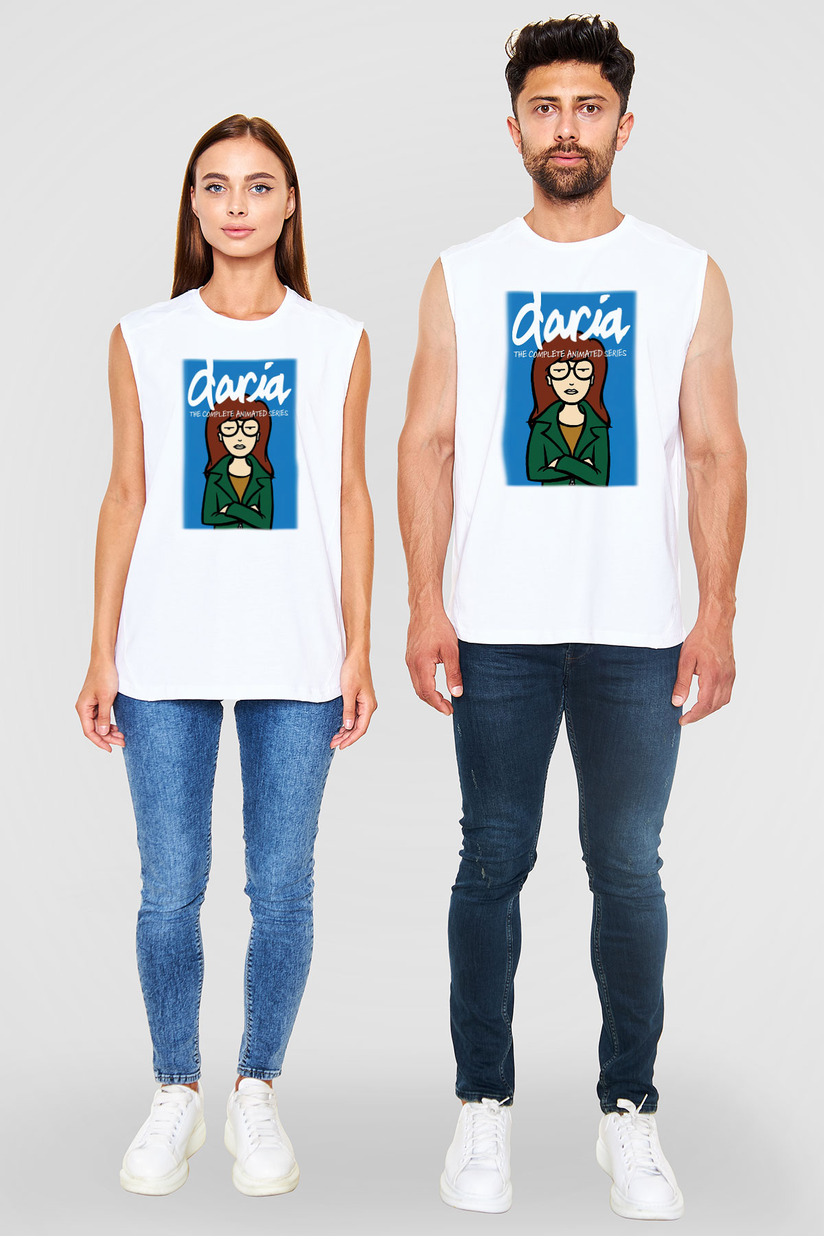 Daria Beyaz Unisex Kolsuz Tişört