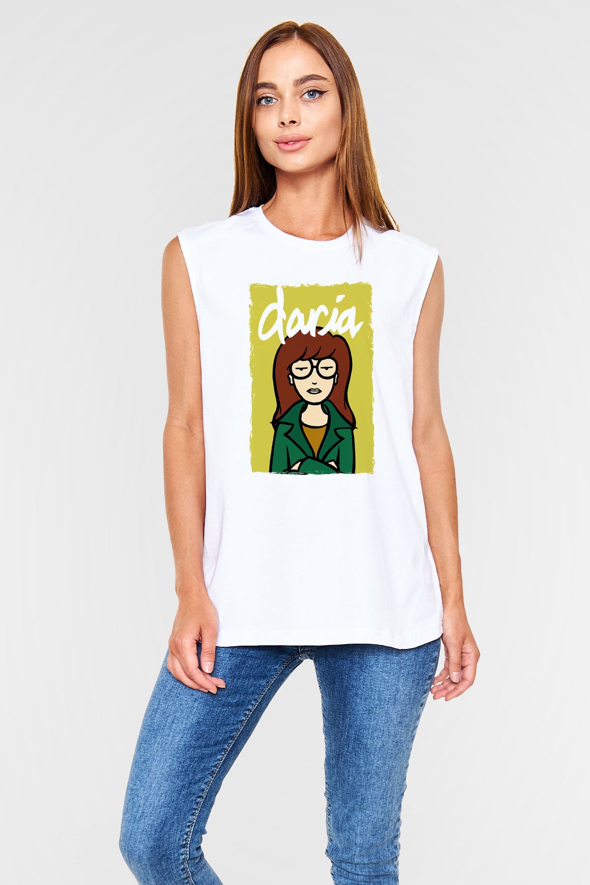 Daria Beyaz Unisex Kolsuz Tişört