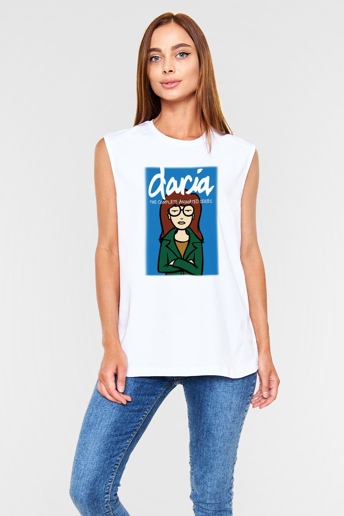 Daria Beyaz Unisex Kolsuz Tişört