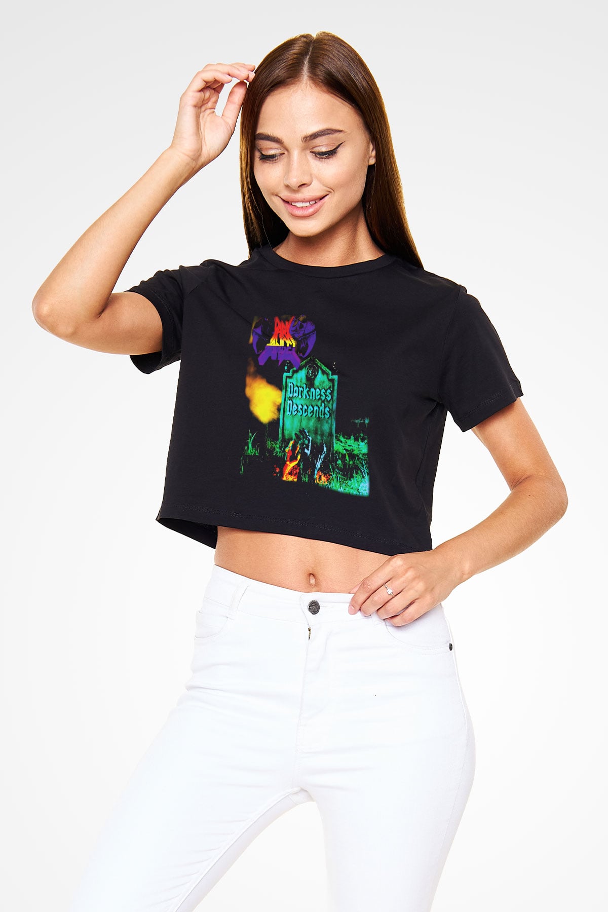 Dark Angel Siyah Crop Top Tişört