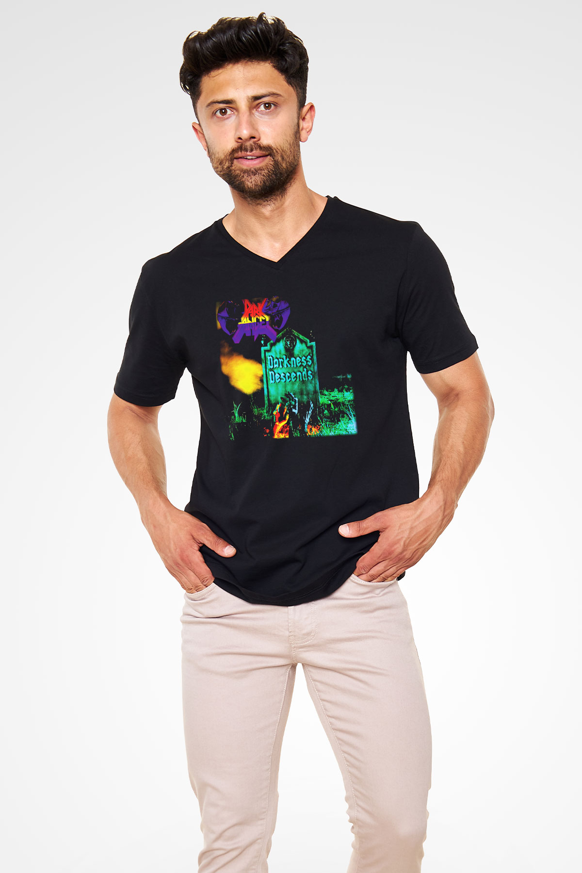 Dark Angel Siyah Unisex V Yaka Tişört T-Shirt