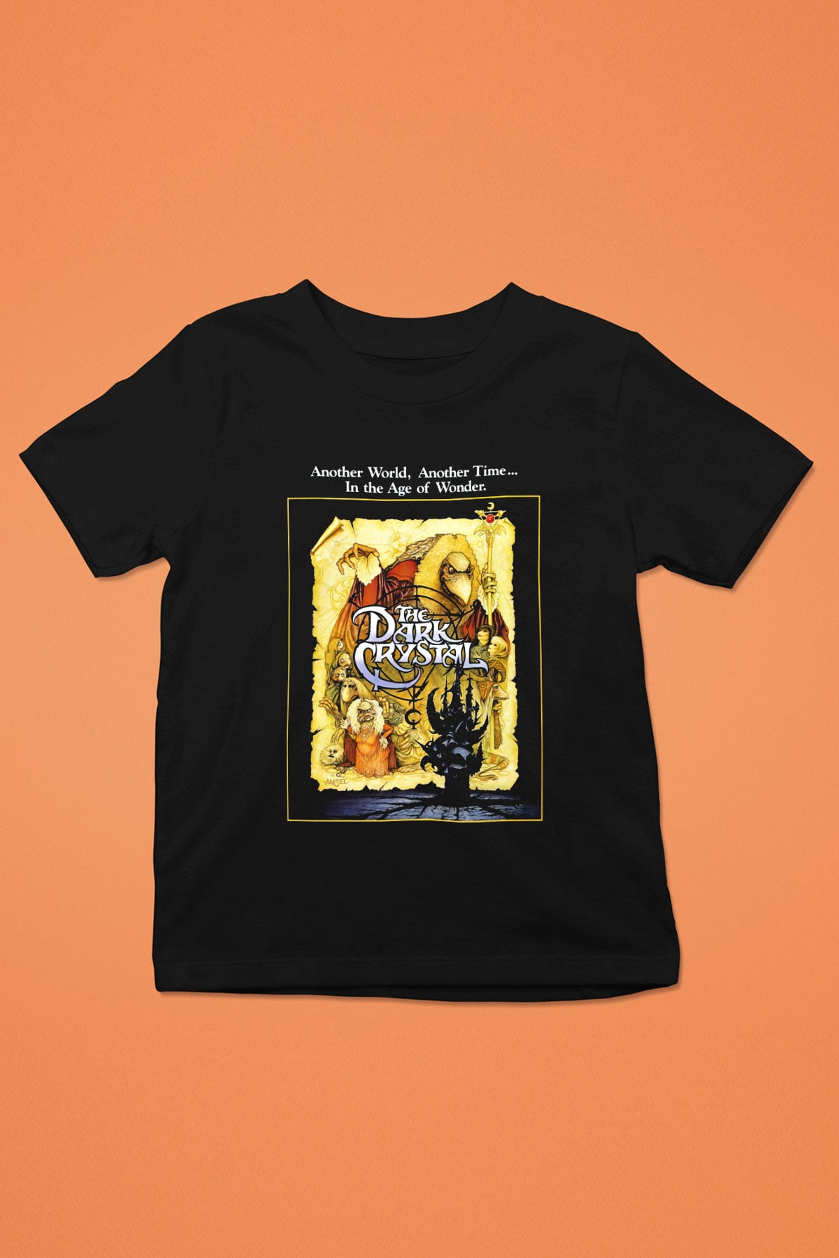 Dark Crystal Baskılı Siyah Unisex Çocuk Tişört