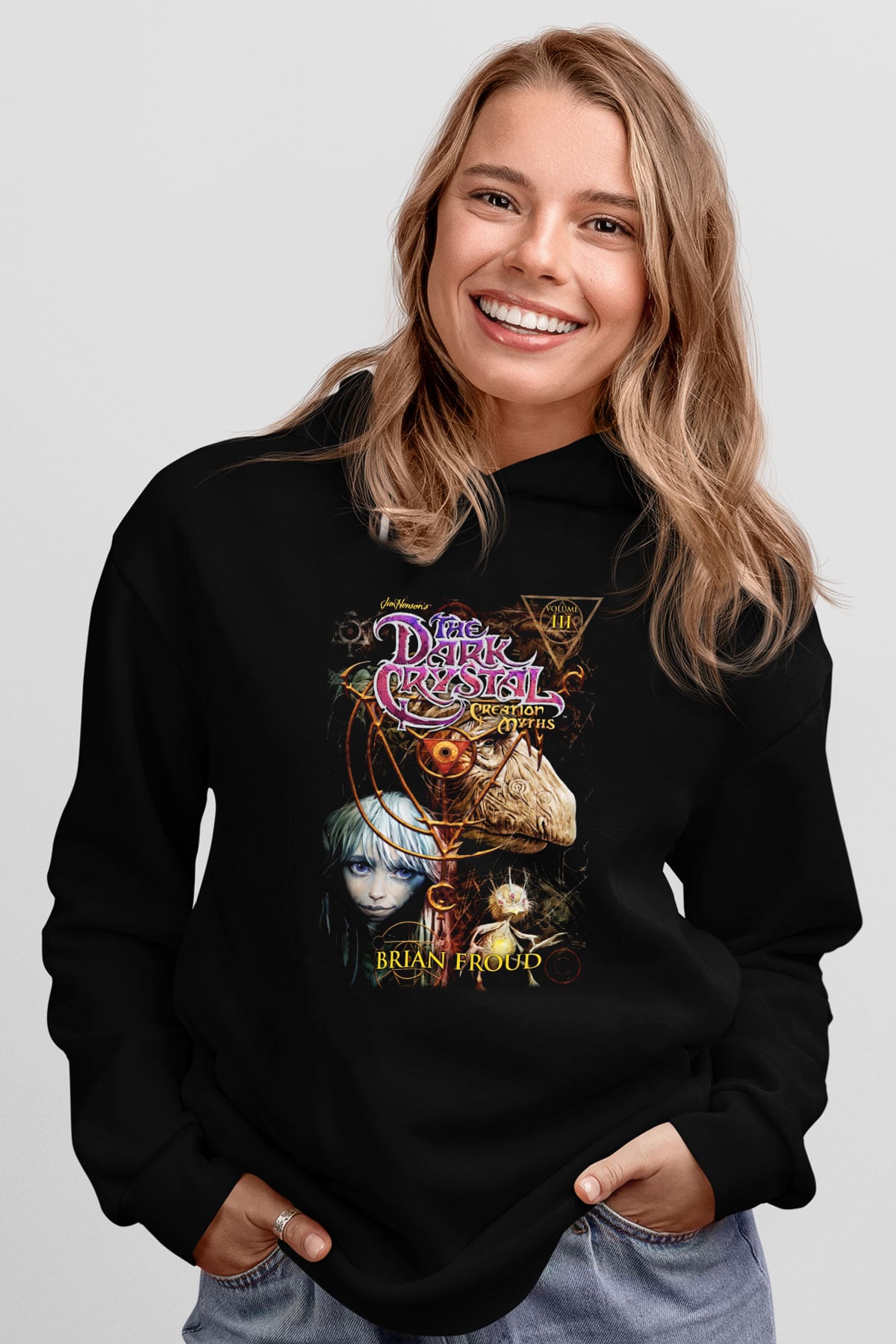 Dark Crystal Siyah Unisex Kapüşonlu Sweatshirt