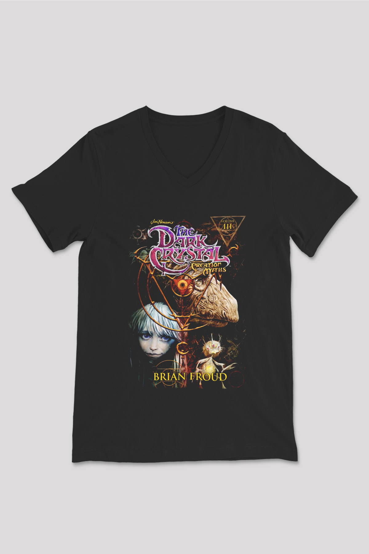Dark Crystal Siyah Unisex V Yaka Tişört
