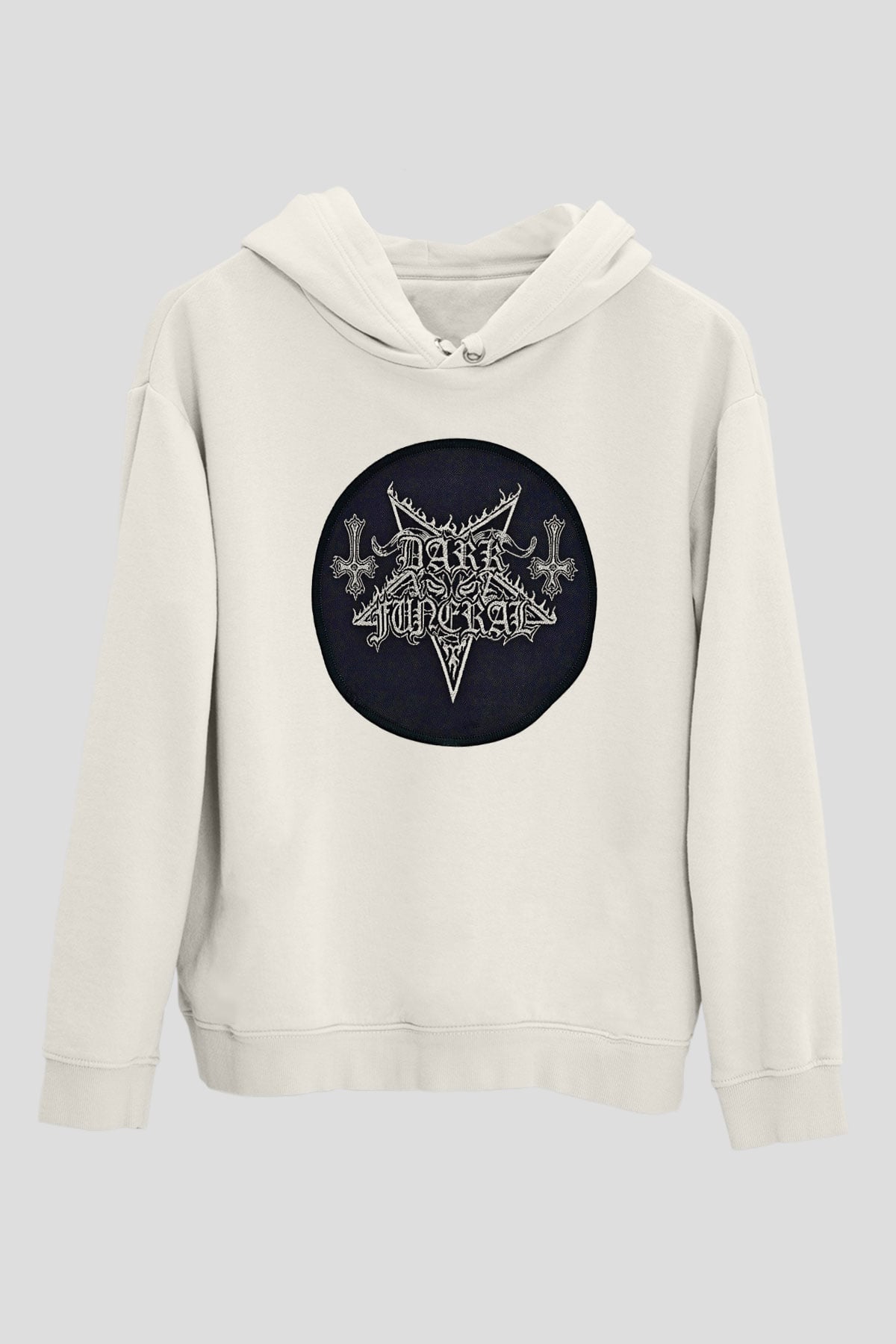 Dark Funeral Baskılı Beyaz Unisex Kapüşonlu Sweatshirt