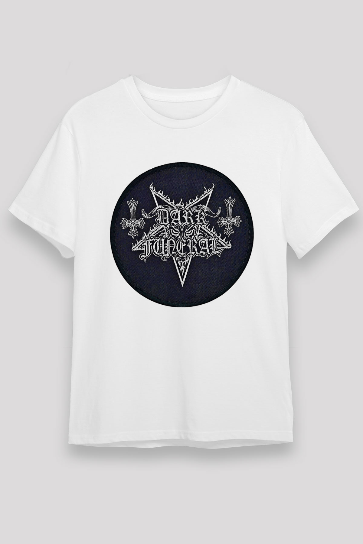 Dark Funeral Baskılı Unisex Beyaz Tişört - Tshirt