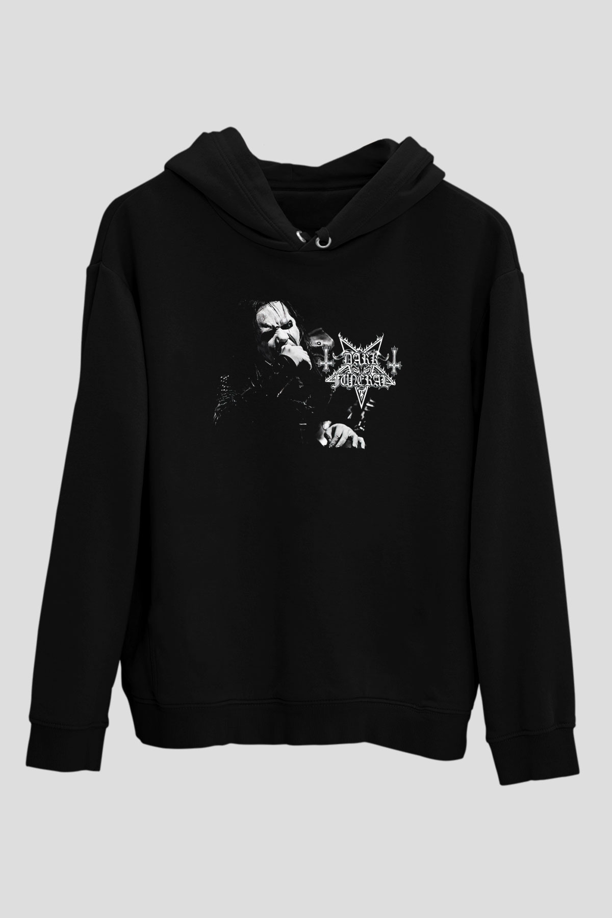 Dark Funeral Baskılı Unisex Siyah Kapüşonlu Sweatshirt