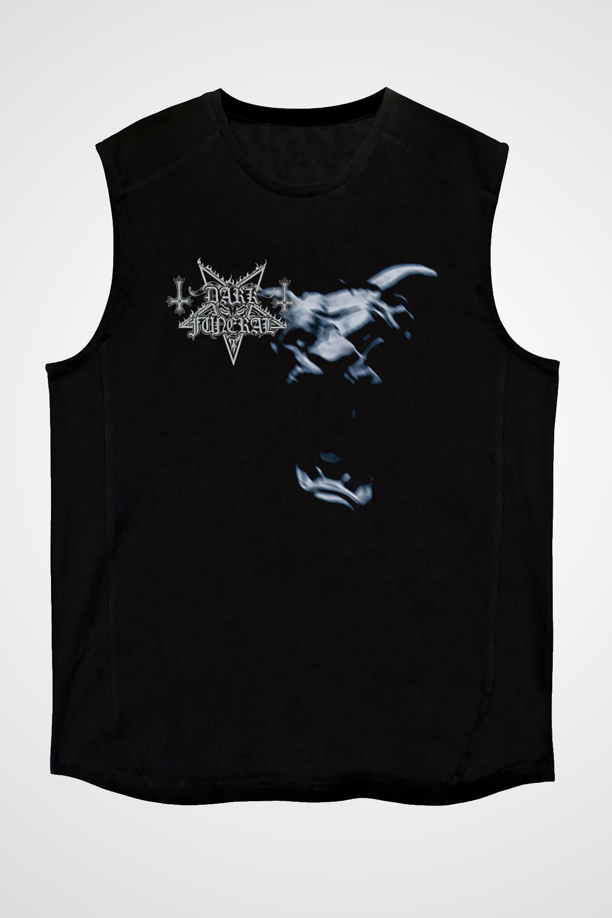 Dark Funeral Baskılı Unisex Siyah Kolsuz Tişört - Tshirt