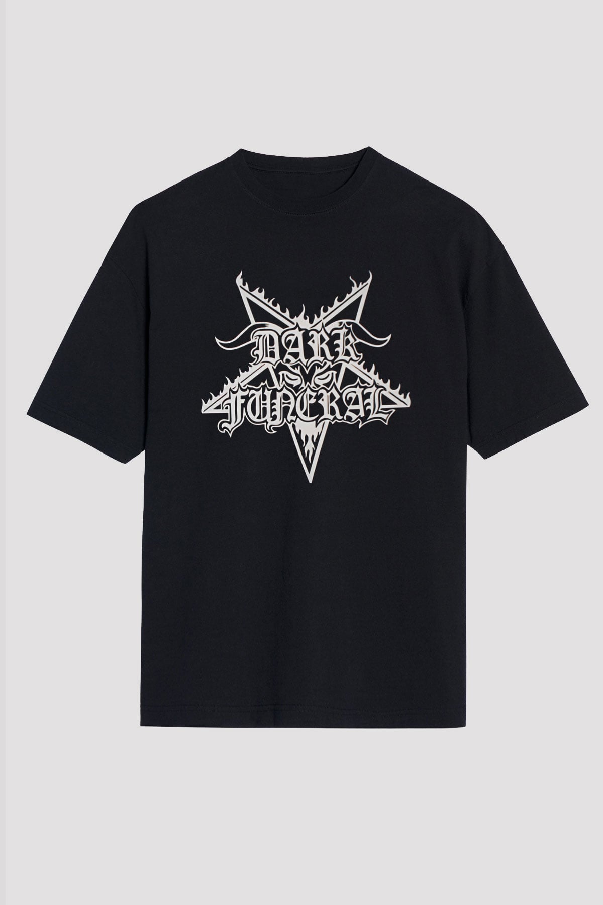 Dark Funeral Baskılı Unisex Siyah Oversize Tişört - Tshirt