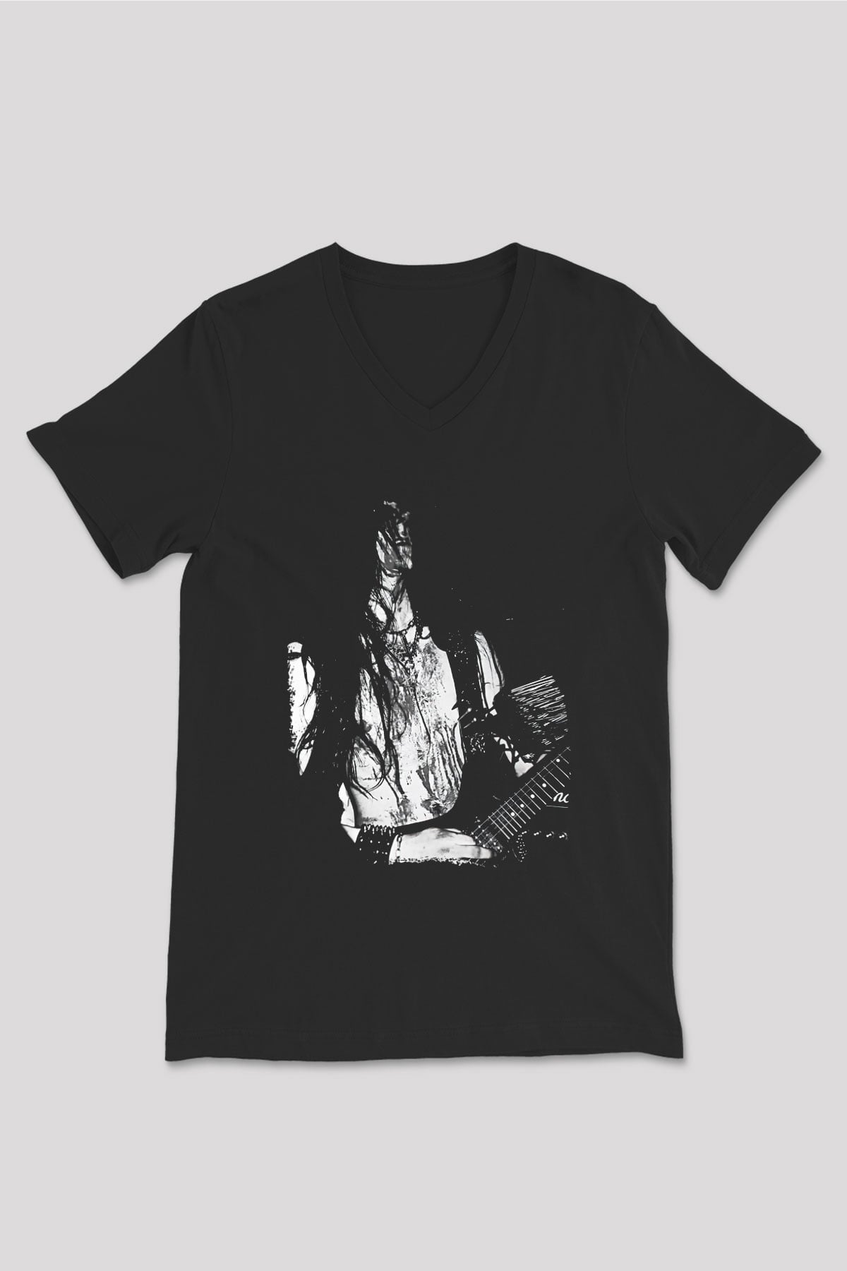 Dark Funeral Baskılı Unisex Siyah V Yaka Tişört - Tshirt