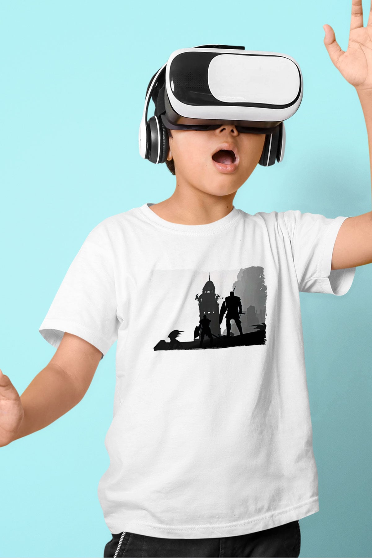 Dark Souls Baskılı Beyaz Unisex Beyaz Çocuk Tişört - Tshirt