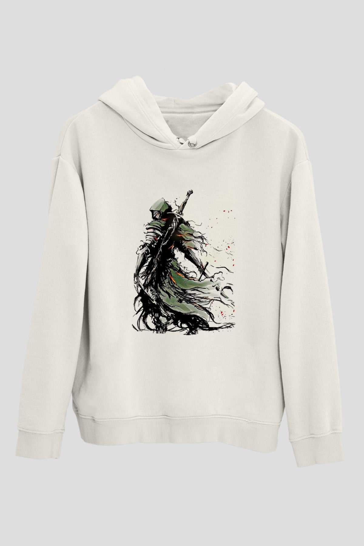 Dark Souls Baskılı Beyaz Unisex Kapüşonlu Sweatshirt