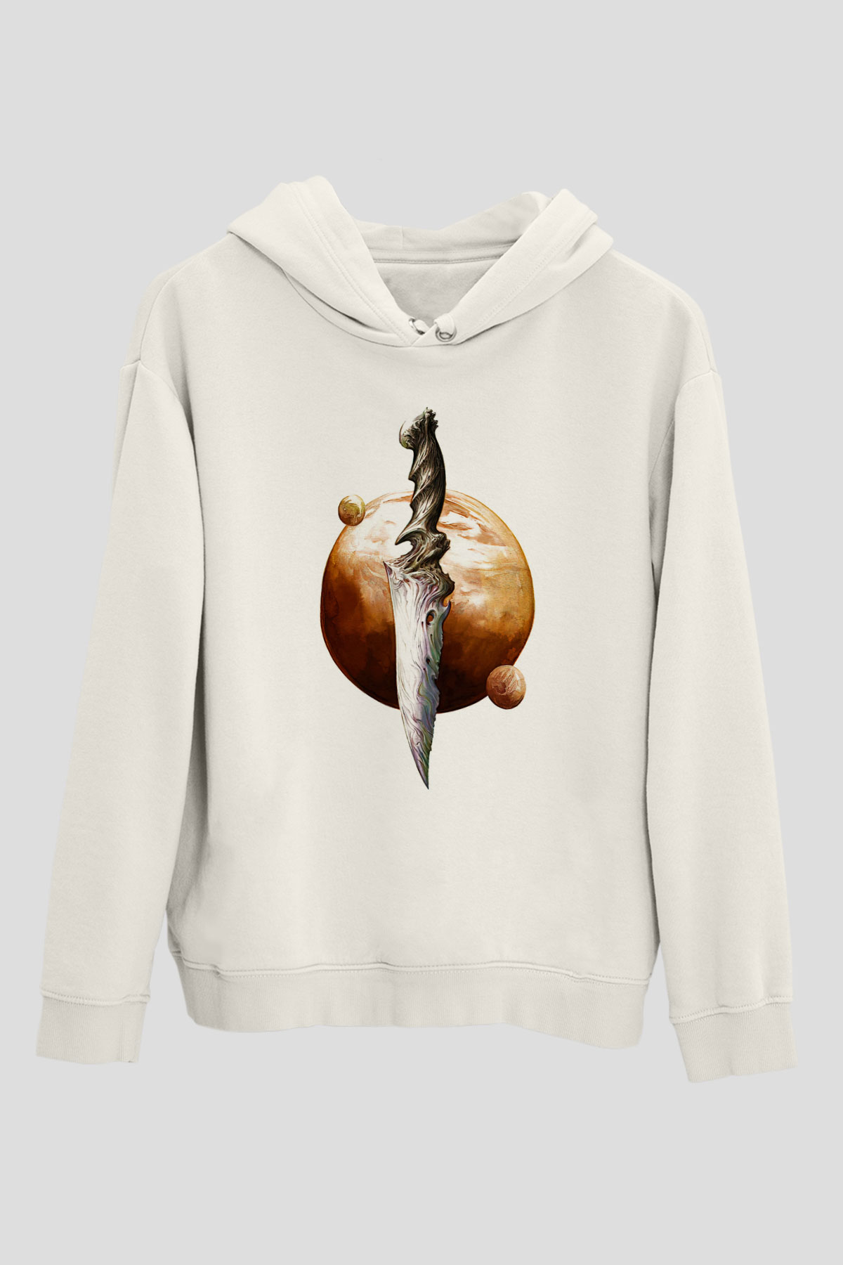 Dark Souls Baskılı Beyaz Unisex Kapüşonlu Sweatshirt