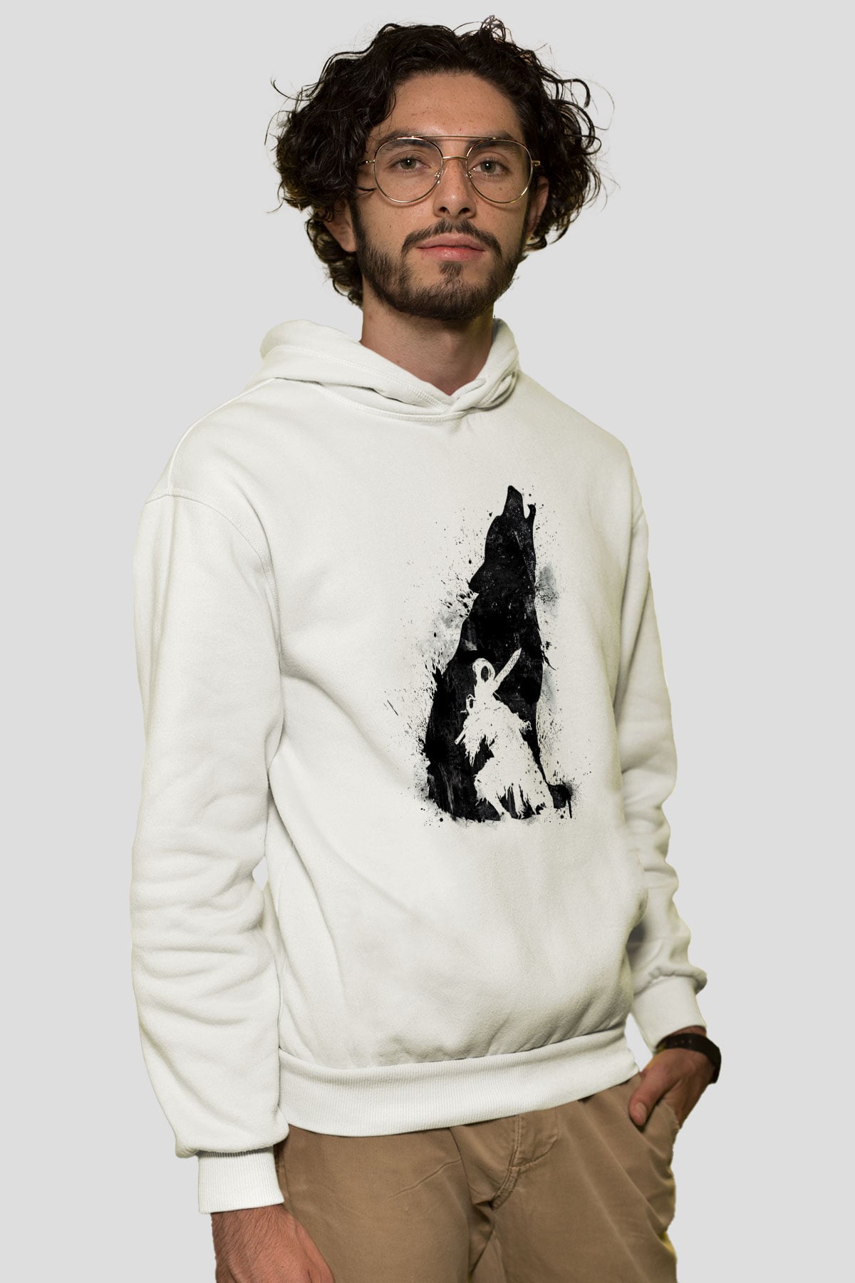 Dark Souls Baskılı Beyaz Unisex Kapüşonlu Sweatshirt