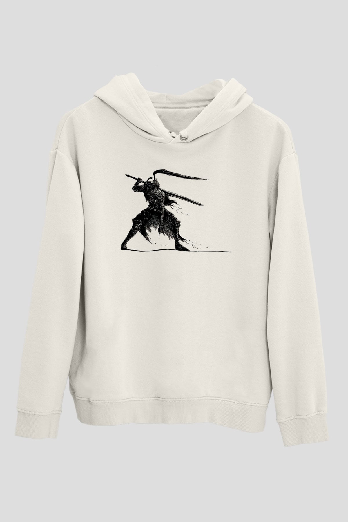 Dark Souls Baskılı Beyaz Unisex Kapüşonlu Sweatshirt