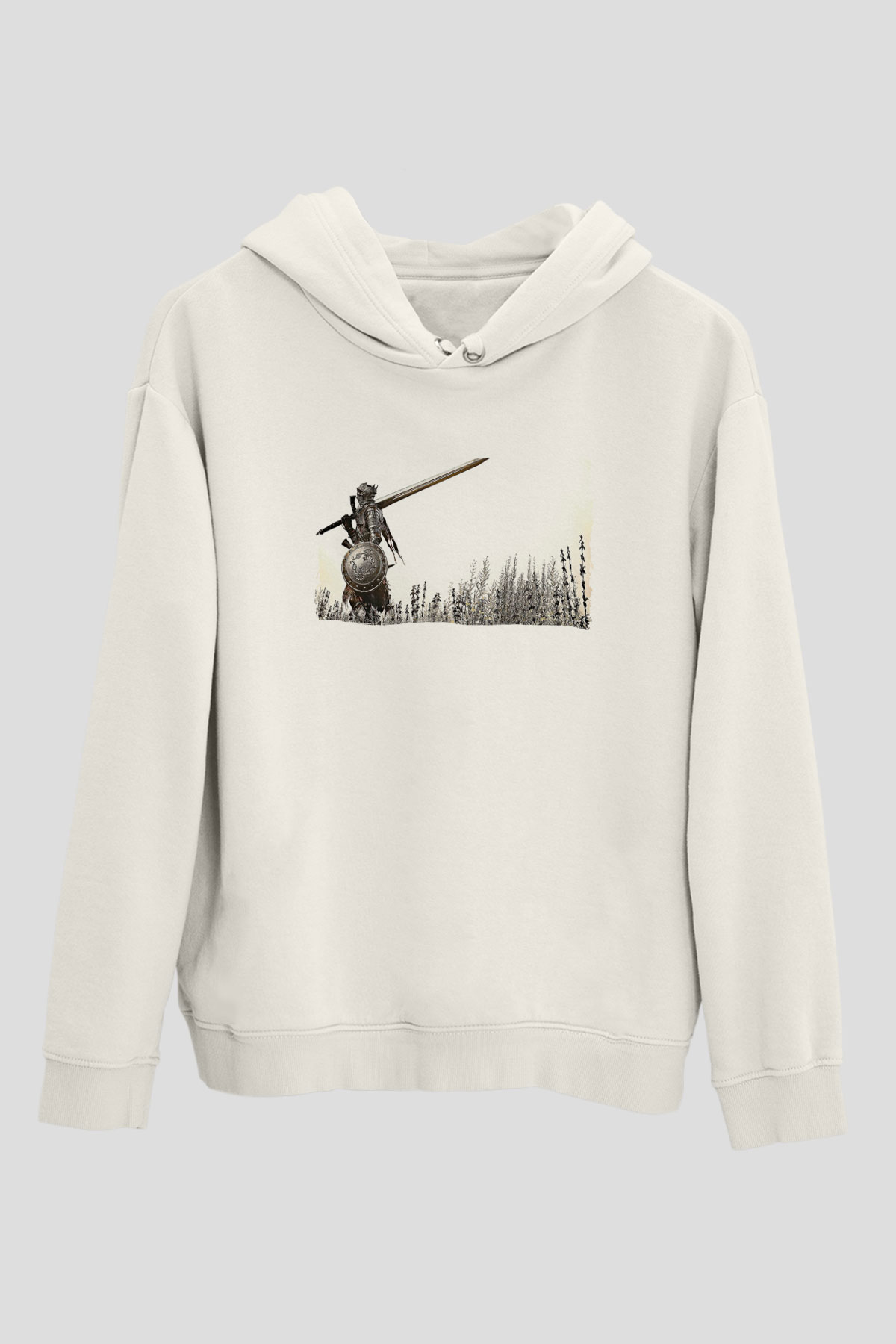 Dark Souls Baskılı Beyaz Unisex Kapüşonlu Sweatshirt