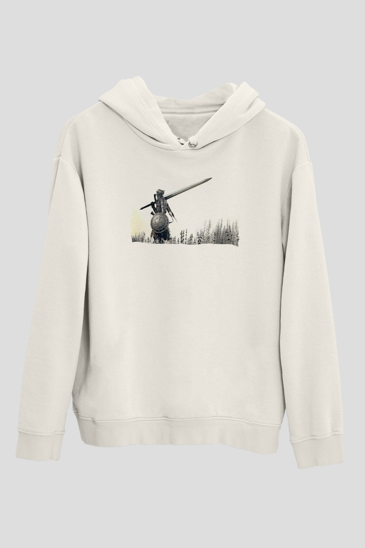 Dark Souls Baskılı Beyaz Unisex Kapüşonlu Sweatshirt