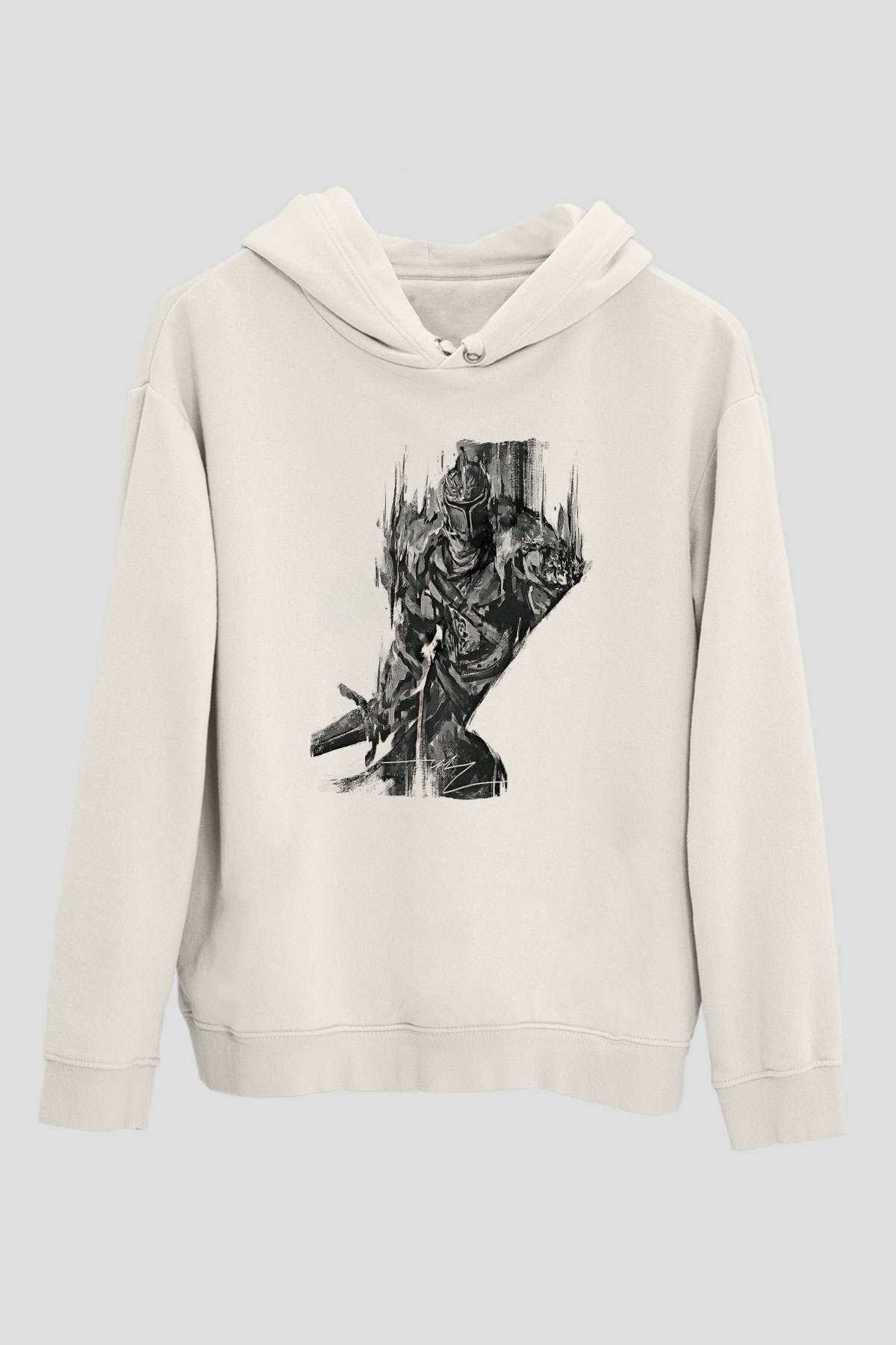 Dark Souls Baskılı Beyaz Unisex Kapüşonlu Sweatshirt