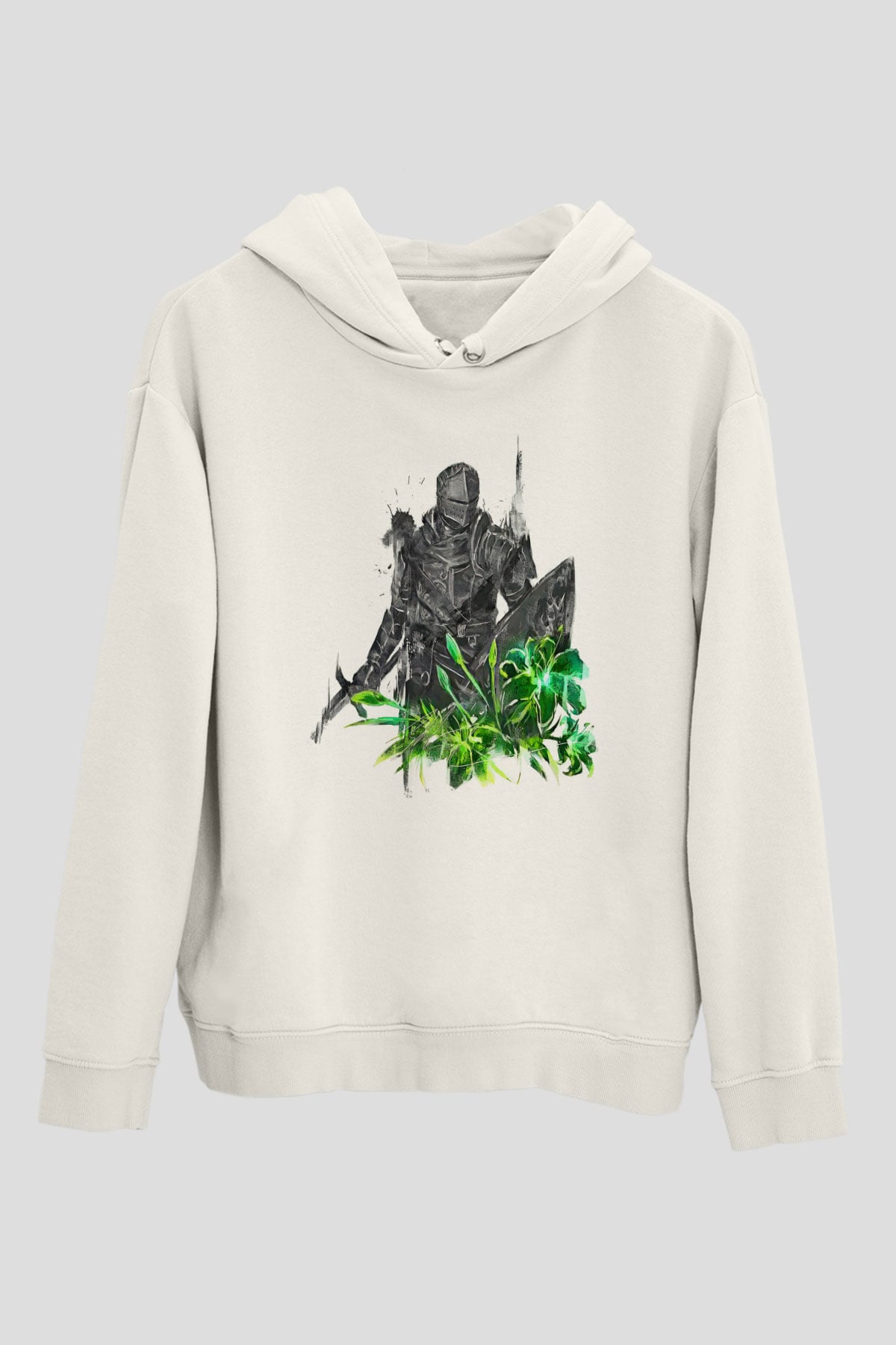 Dark Souls Baskılı Beyaz Unisex Kapüşonlu Sweatshirt