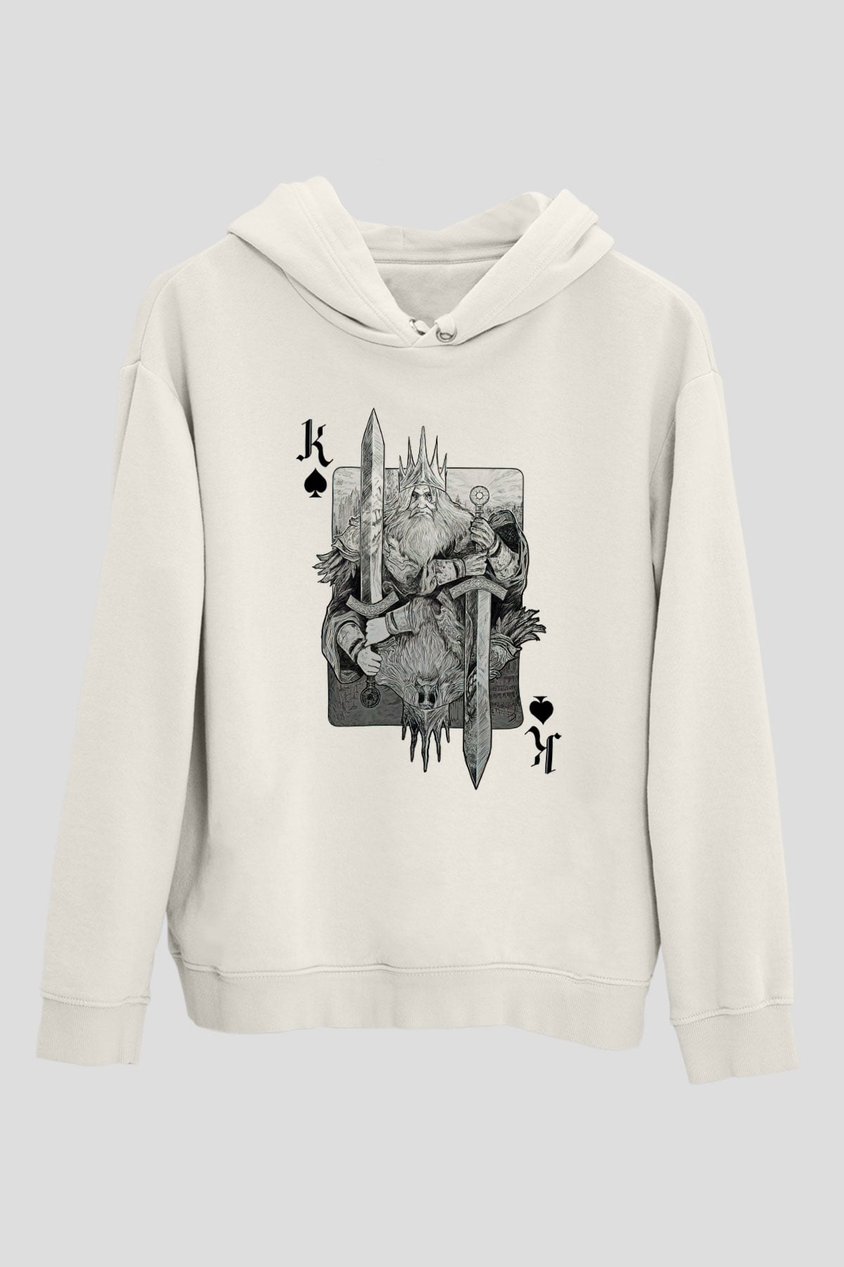Dark Souls Baskılı Beyaz Unisex Kapüşonlu Sweatshirt