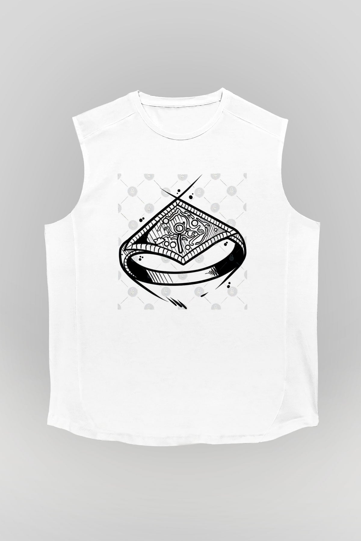 Dark Souls Baskılı Beyaz Unisex Kolsuz Tişört - Tshirt