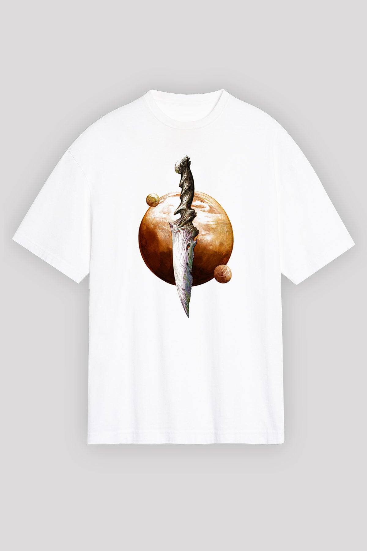 Dark Souls Baskılı Beyaz Unisex Oversize Tişört - Tshirt