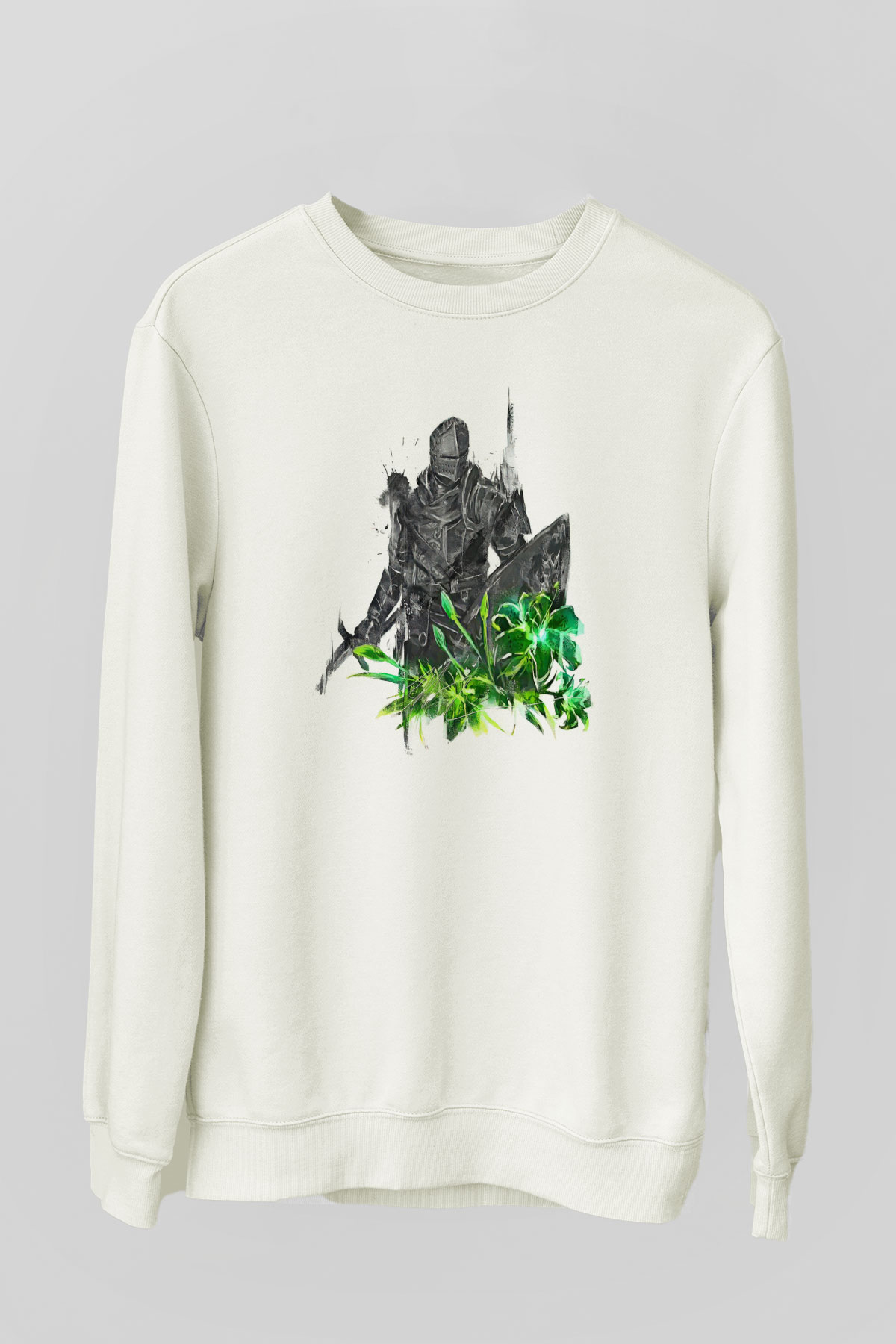 Dark Souls Baskılı Beyaz Unisex Sweatshirt