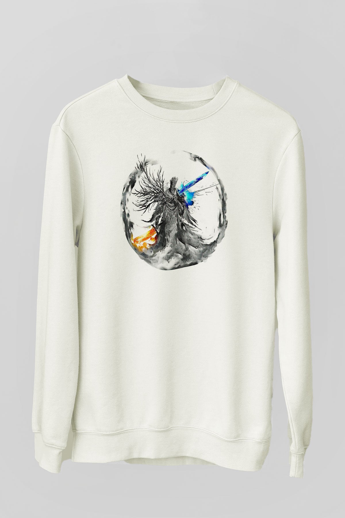 Dark Souls Baskılı Beyaz Unisex Sweatshirt