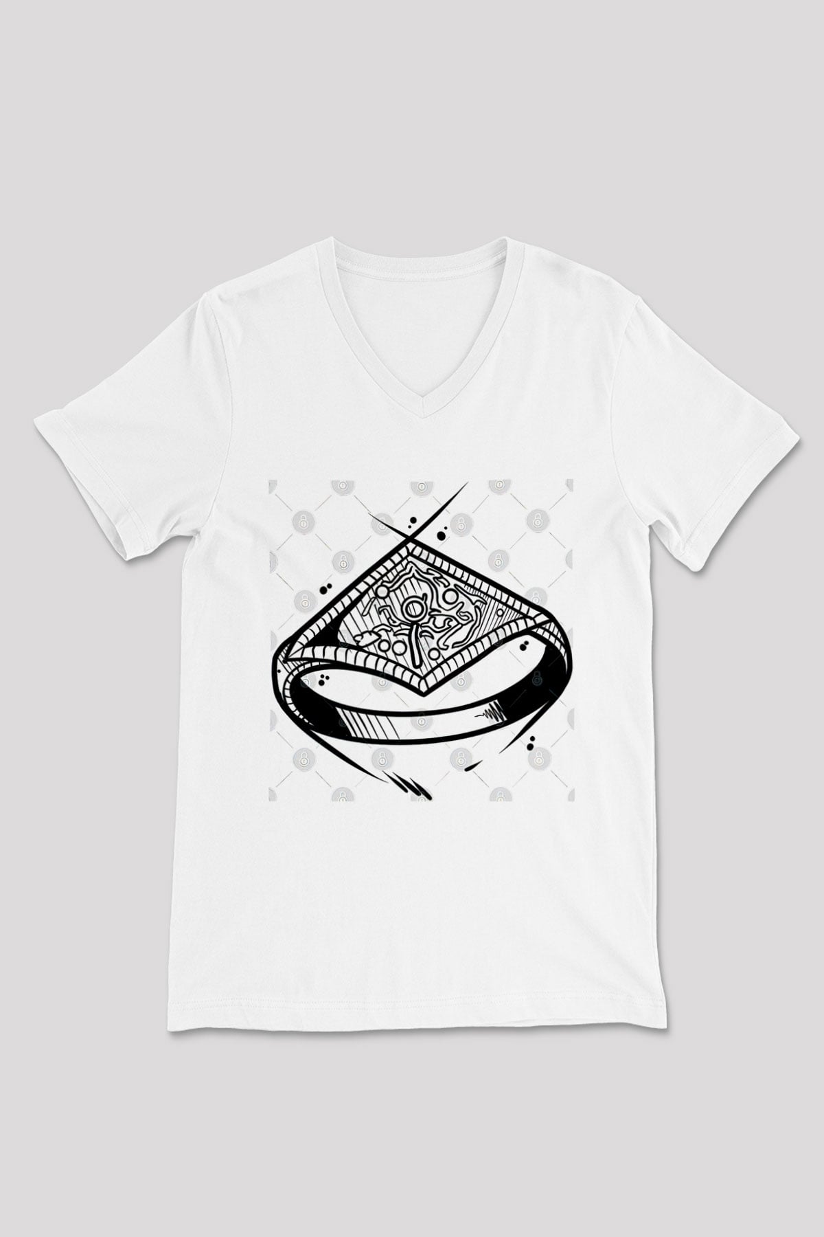 Dark Souls Baskılı Beyaz Unisex V Yaka Tişört - Tshirt