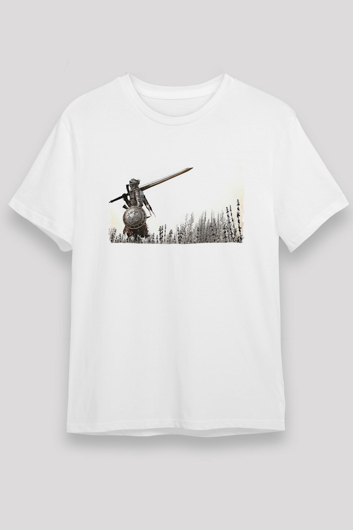 Dark Souls Baskılı Unisex Beyaz Tişört - Tshirt