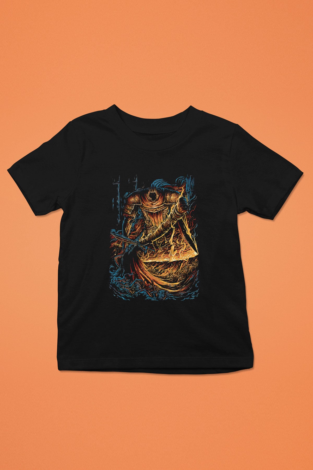 Dark Souls Baskılı Unisex Siyah Çocuk Tişört - Tshirt