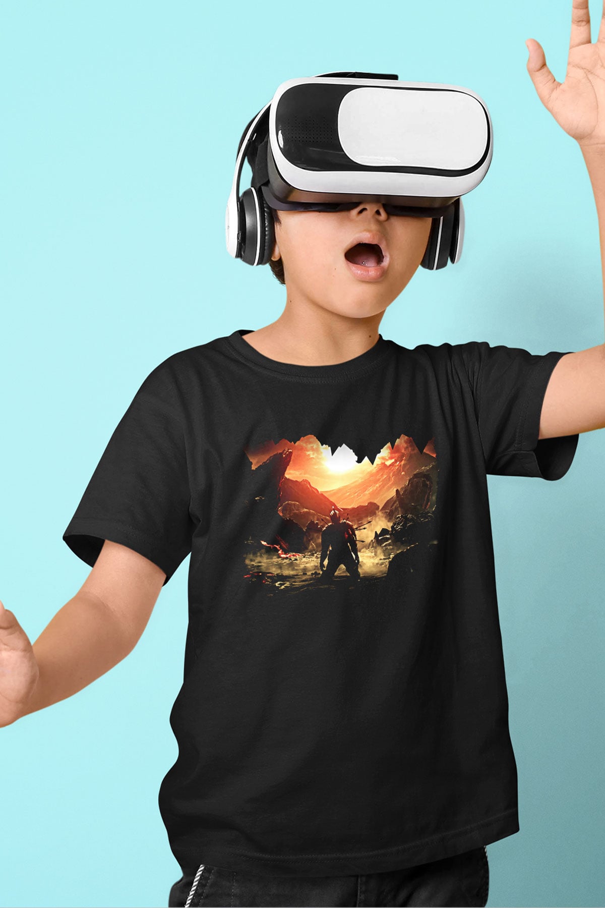 Dark Souls Baskılı Unisex Siyah Çocuk Tişört - Tshirt