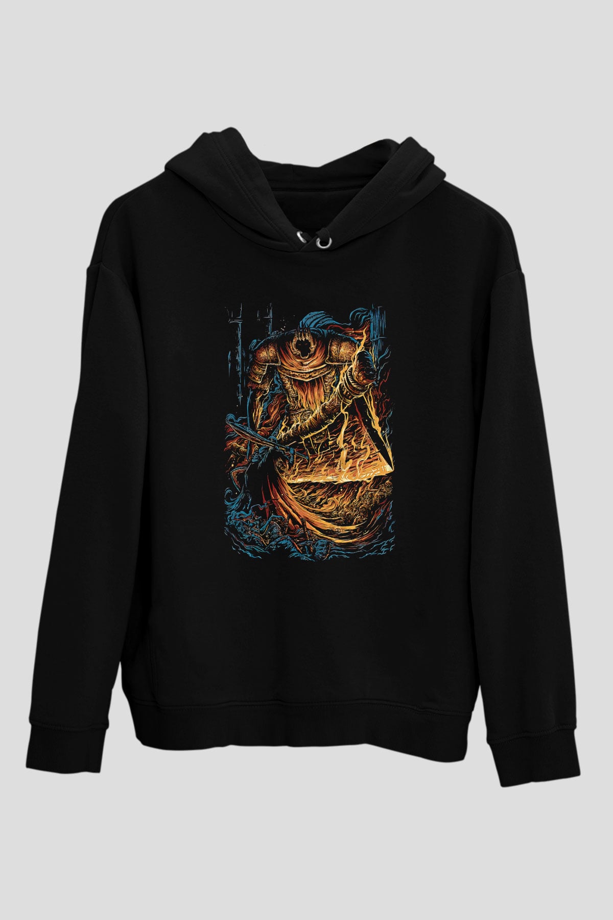 Dark Souls Baskılı Unisex Siyah Kapüşonlu Sweatshirt