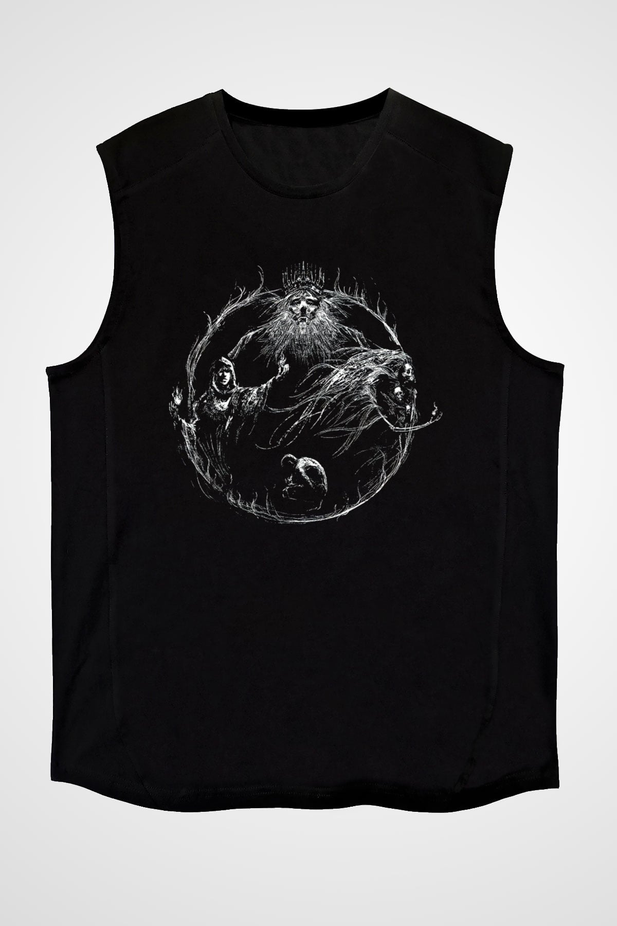 Dark Souls Baskılı Unisex Siyah Kolsuz Tişört - Tshirt