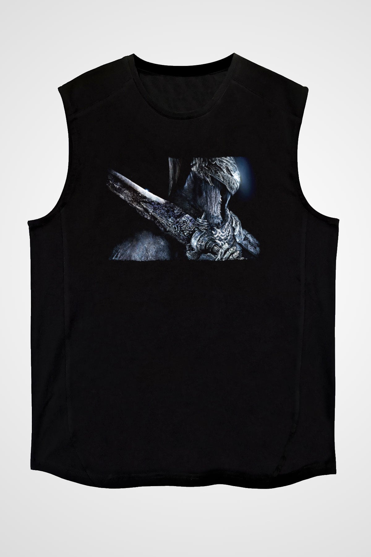 Dark Souls Baskılı Unisex Siyah Kolsuz Tişört - Tshirt
